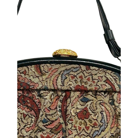 Vtg Floral Tapestry Bag Frame Clamshell Purse L&M Bags by Spotlite c. 1950 - Picture 2 of 10